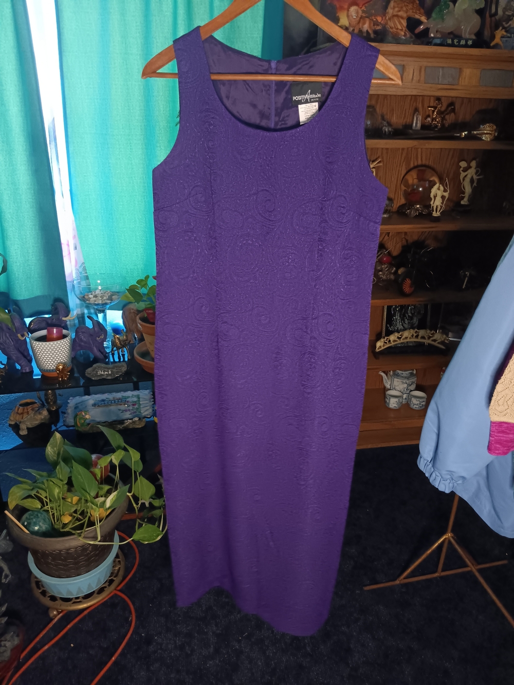 Positive Attitude Purple Textured Sleeveless Sheath Dress